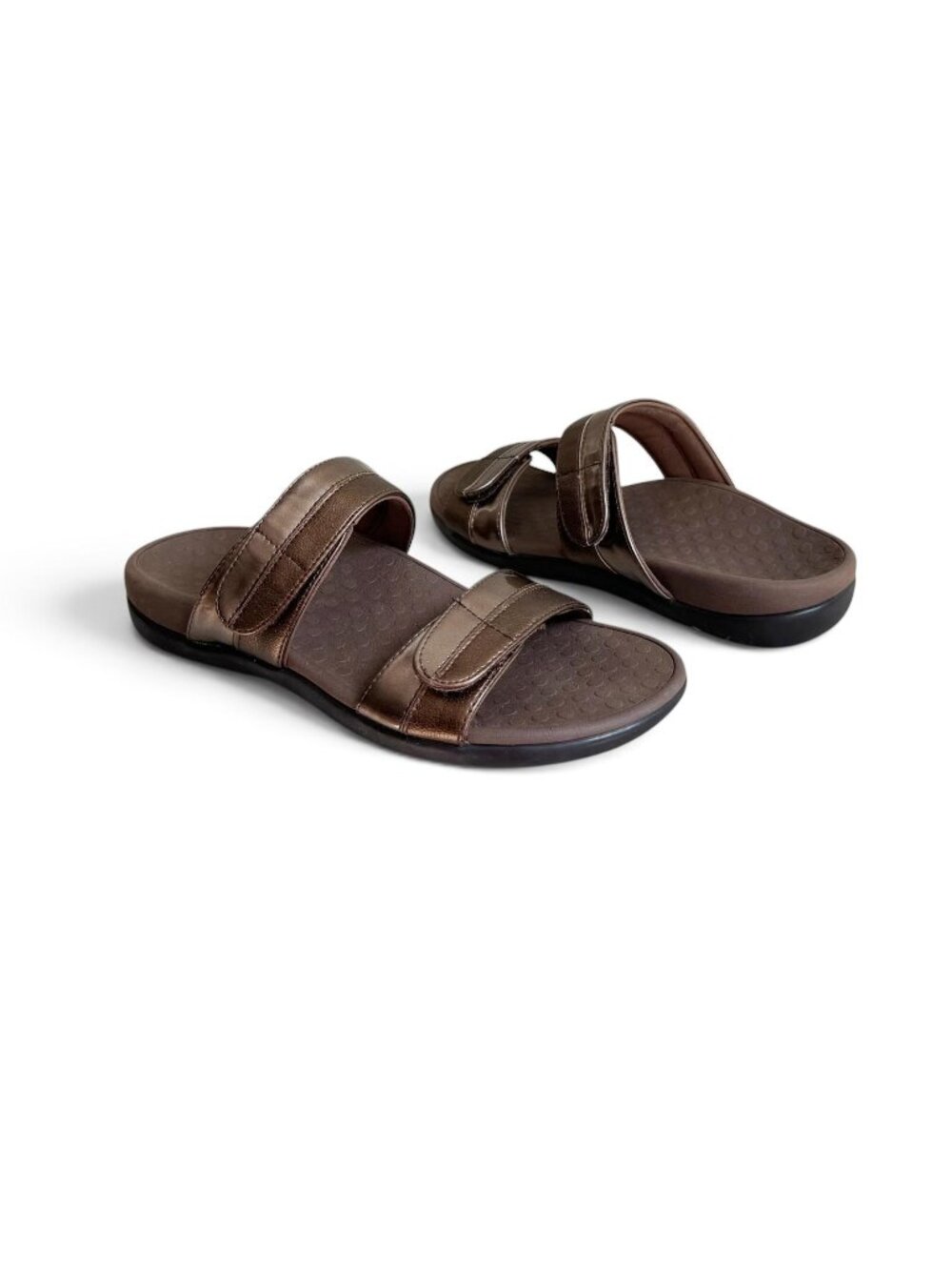 VIONIC Women’s Metallic Bronze Shore Slide Sandals, Sz 6